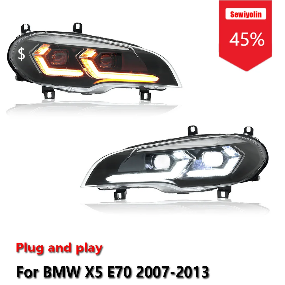 

Sewiyolin Car LED Tail Light Assemblies For BMW X5 E70 2007-2013 Auto Fog DRL Brake Turn Signal Lamp Plug and Play