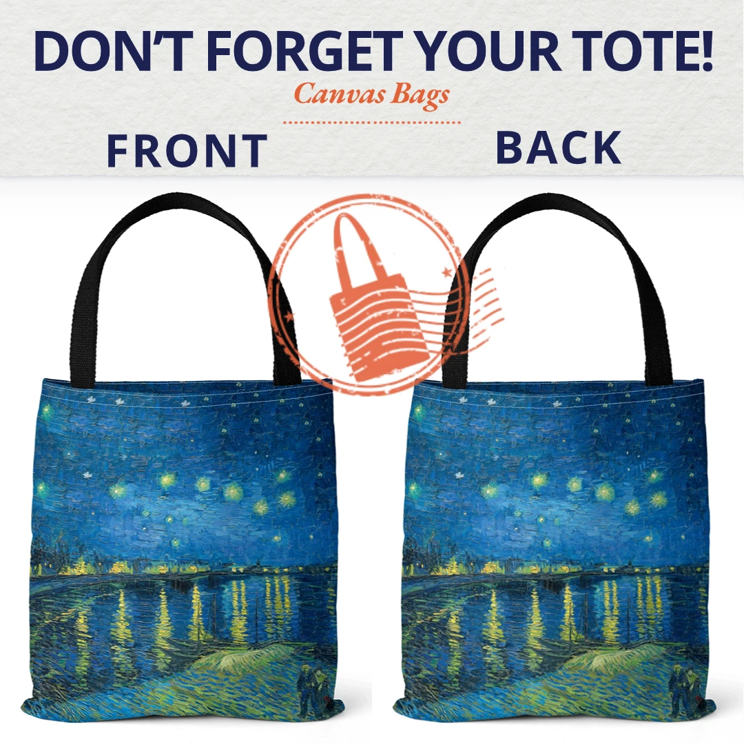 Canvas Bag The Van Gogh Series Print Canvas Bag, Lightweight Shoulder Bag, Versatile Shopper Bag, Holder Handbag