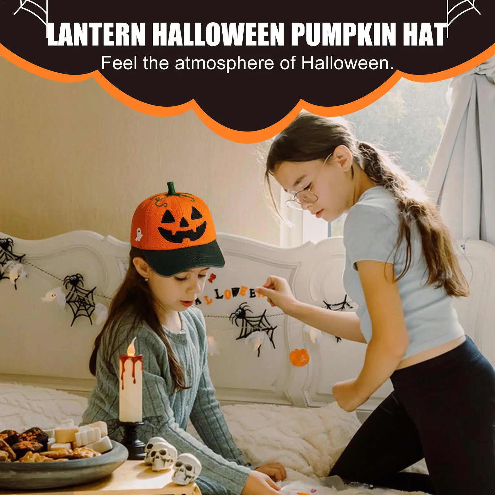 هالوين فانوس اليقطين قبعة هالوين اليقطين الوجه فانوس قبعة بيسبول مخيف زي القبعات للنساء الرجال خدعة أو علاج