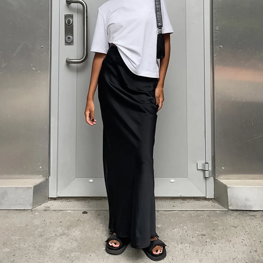 

Юбка-русалка черная с завышенной талией, приталенная, до щиколотки, для женщин, весна-лето 2026