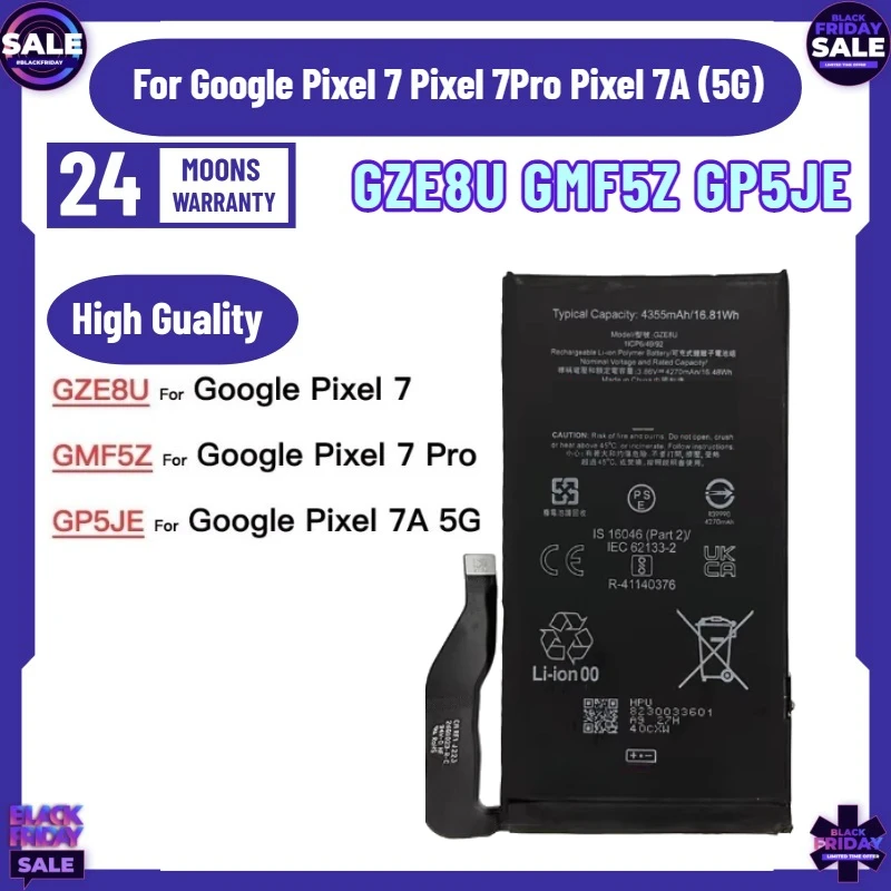 

New GZE8U GMF5Z GP5JE Battery for Google Pixel 7 Pixel 7Pro Pixel 7A (5G) Mobile Phone Battery