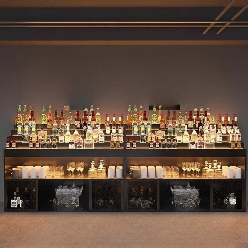 Wine display cabinet bar counter floor-to-ceiling luminous storage wall rack commercial