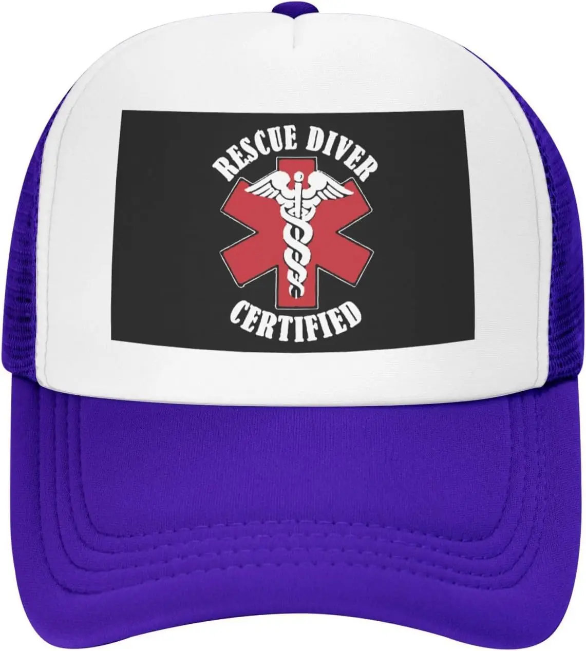 Rescue-Diver-Certified-Trucker-Hat-Mesh-Baseball-Snapback-Cap-Unisex-Outdoor-Casual