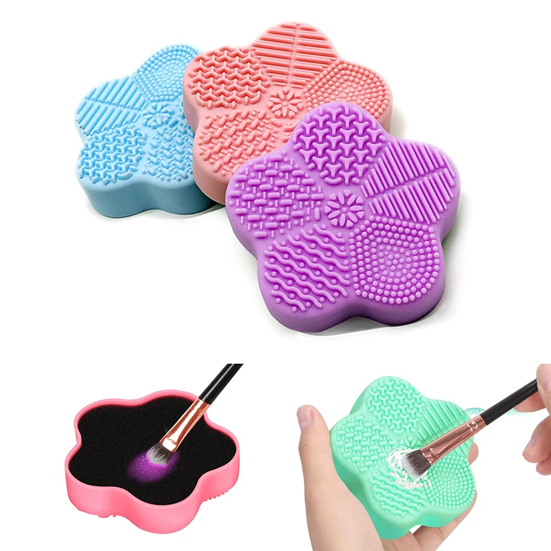 Colorful Heart Shape Clean Make Up Brushes Wash Brush Silica Glove Scrubber Board Cosmetic Cleaning Tools For Makeup Brushes