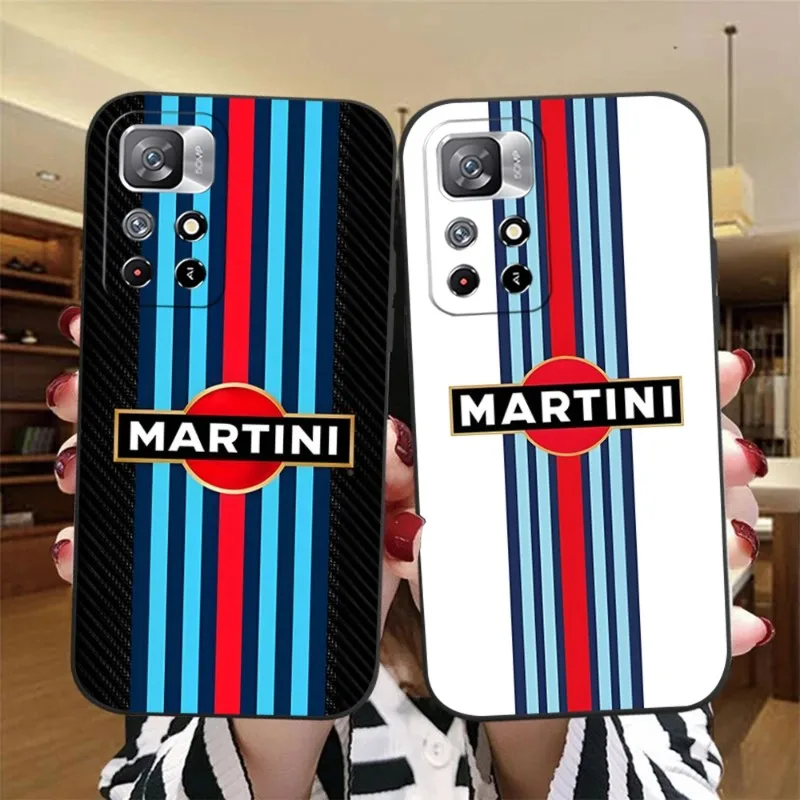 Racing Martini Phone Case For Xiaomi 12 10 9 CIVI Mi10 Mi11 Mi9 Mi12 I T X S Se Pro Youth Ultra X4 Black Soft Cover