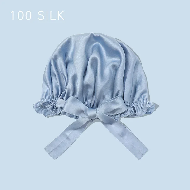 100% Mulberry Silk Night Cap Pure Silk Hair Bonnet For Sleep Elastic Silk Cap Luxury Natural Turban For Hair Sleeping Gift