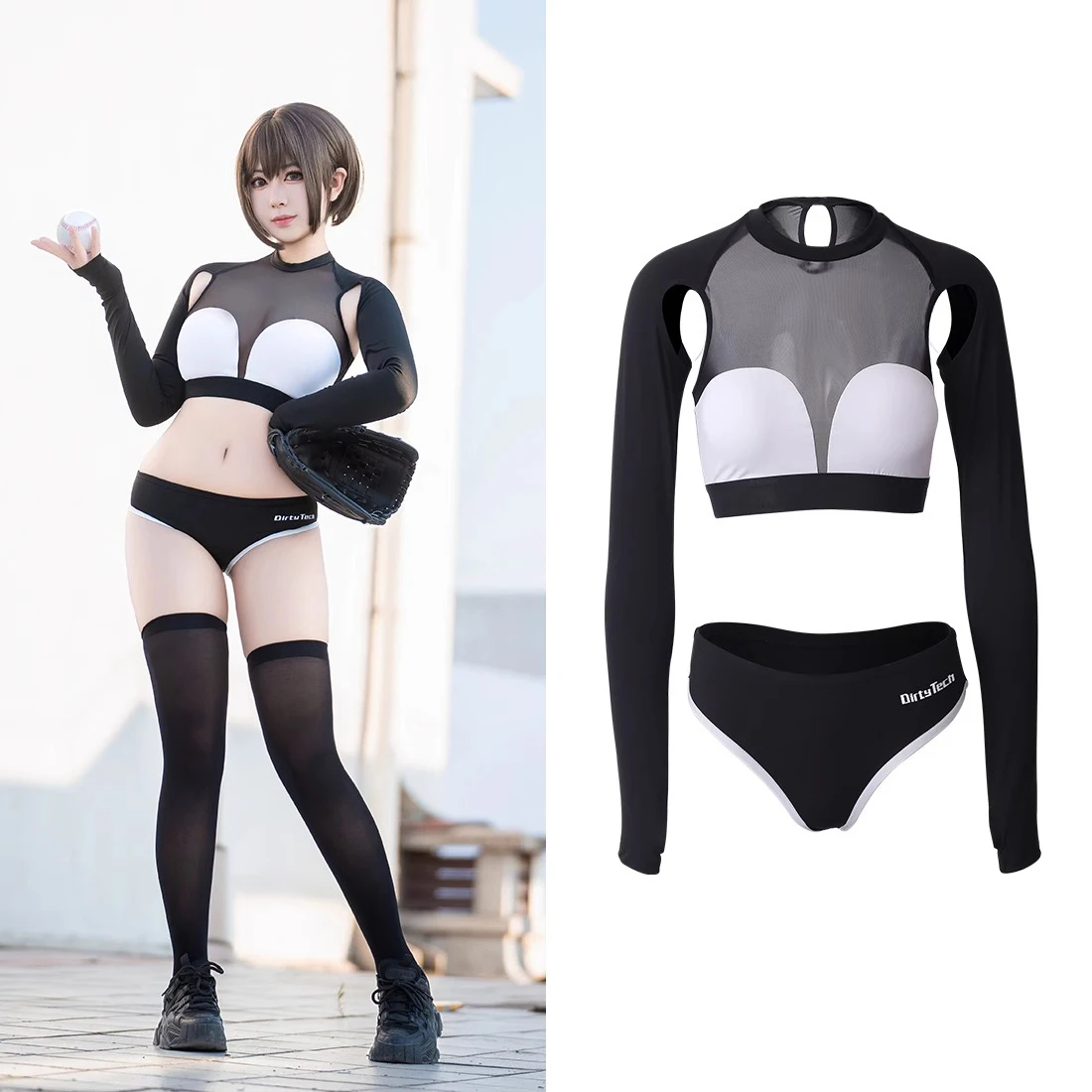 

New Women Sexy Elasticity Gym outfit School Girl Long Sleeve Sports Set Running Workout Sportswear Japanese Two Piece Sportswear