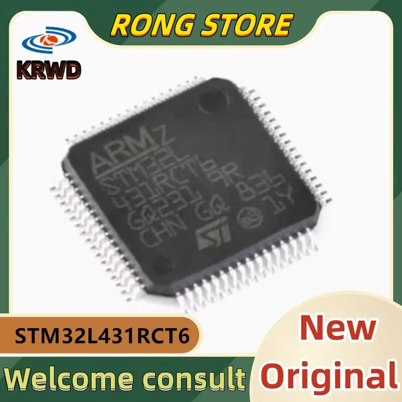 5PCS STM32L431 RCT6 New and Original Chip IC STM32L431RCT6 STM32L431 LQFP-64 ARM Cortex-M4 32-bit MCU