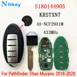 NHkey Fob 433 MHz oryginalny układ 4A dla Nissan Pathfinder Titan Murano 2019 2020 S180144905 Inteligentny klucz zbliżeniowy KR5TXN7