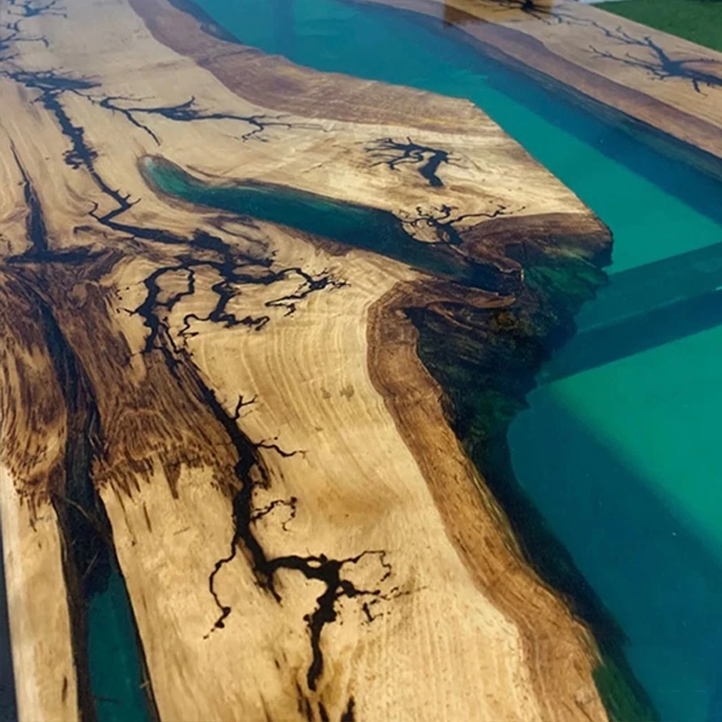custom.Gmart Customized Top Living Room Furniture 6 Pers Transparent River Cle 4D Walnut Lamp Dining Room Dining Table Epoxy Wit