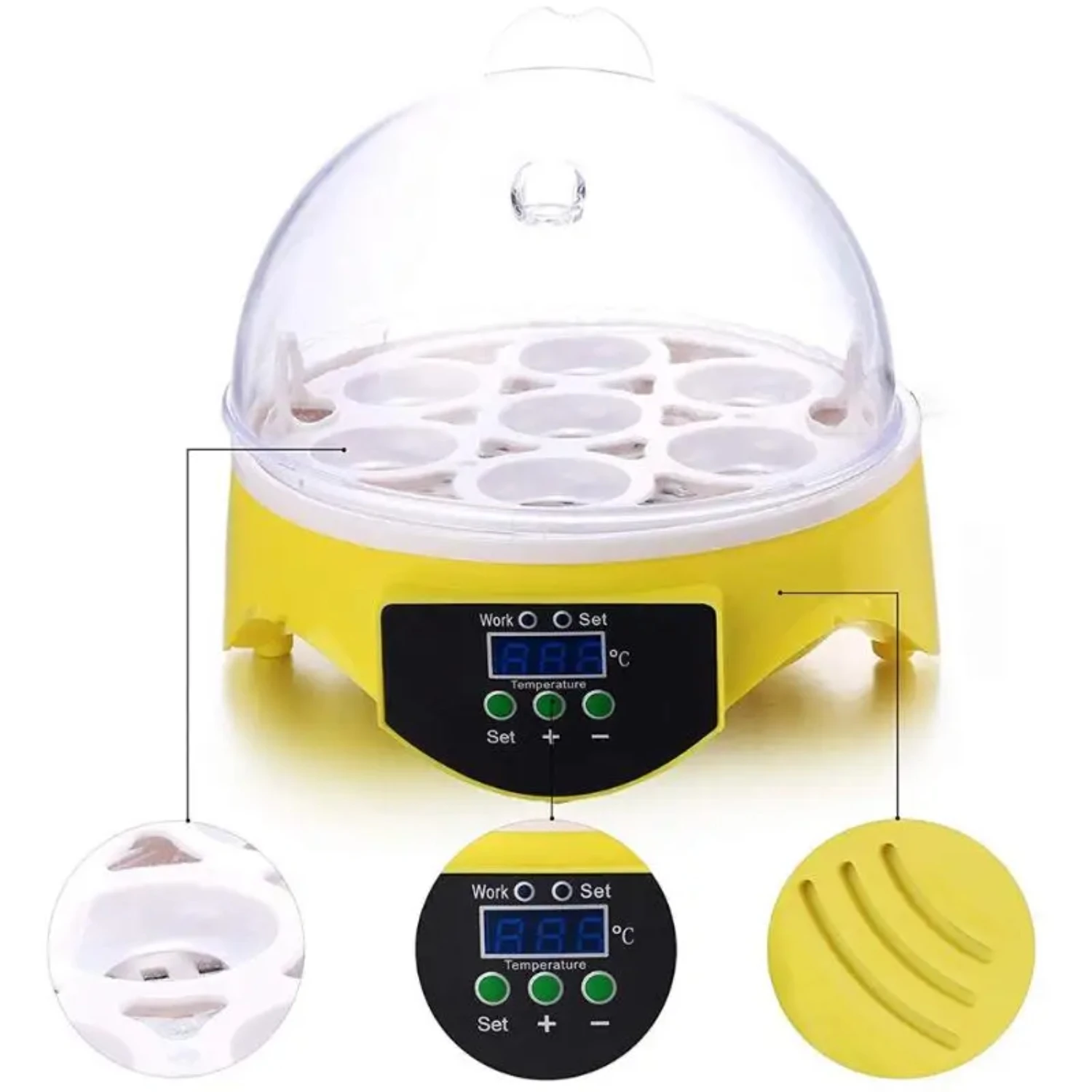 Egg Incubator Poultry Incubator Brooder Digital Temperature Hatchery Egg Incubator Hatcher Chicken Duck Bird Pigeon Mini 7 PCS