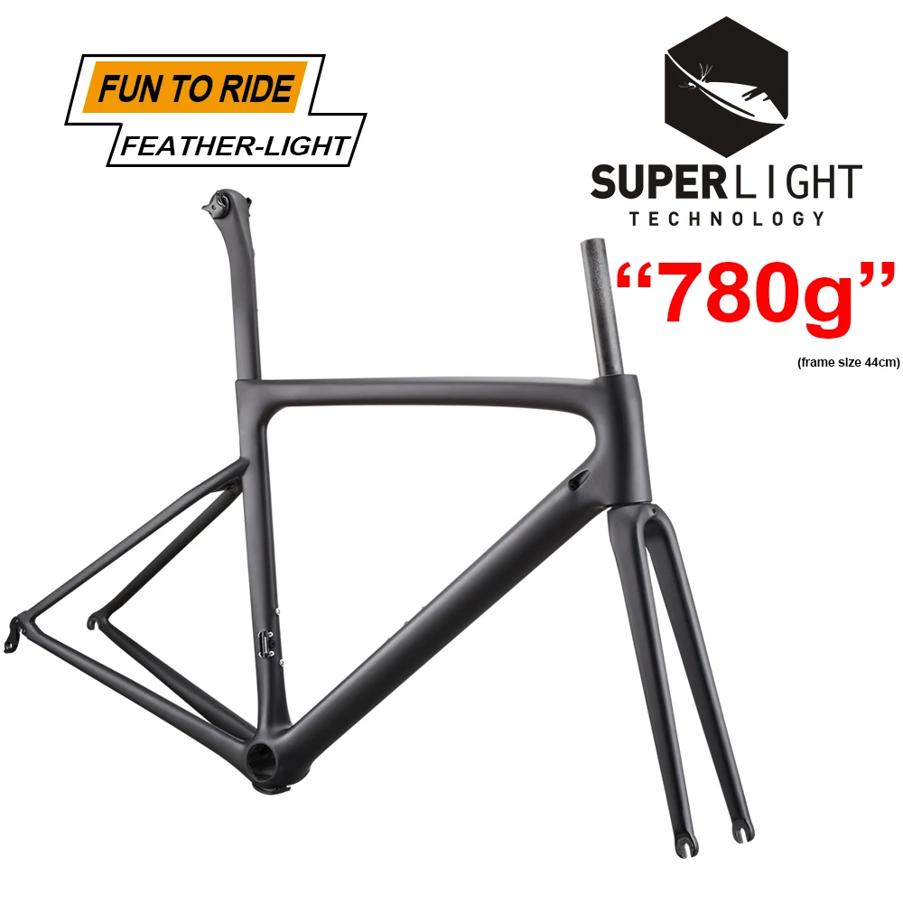 2024 Carbon Road Bike Frame Light Aero Rim Brake Bicycle Frame QR 9x100/9x130 Fully Hidden Cable Di2/Mechanical Race Frameset