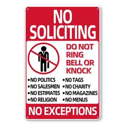 1pc No Soliciting,No Excuses, No Exceptions Do Not Ring Bell No Knock Sign for House Door Office,Home Farm, Garage 12x8inch