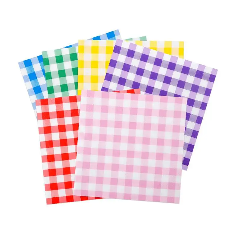 20 Blatt bunte Gingham-Einweg-Papierservietten, weich und saugfähig, für Picknicks, Geburtstage, Hochzeiten, Feiertage und Tischdekorationen – Detail 12