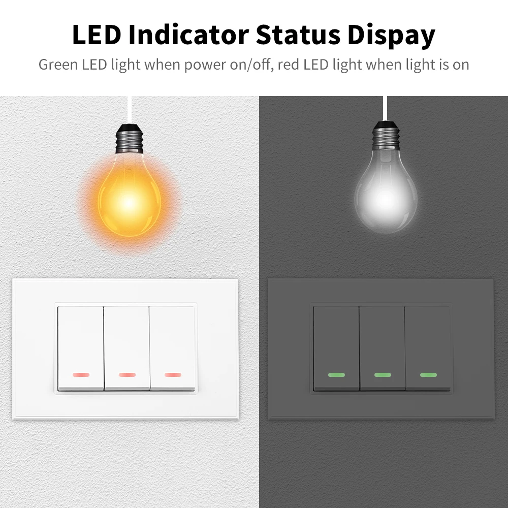 Tuya Smart Life WiFi Light Push Switch No Neutral Wire &Neutral Wire US Push Button Physical Wall Switch for Alexa Google Home