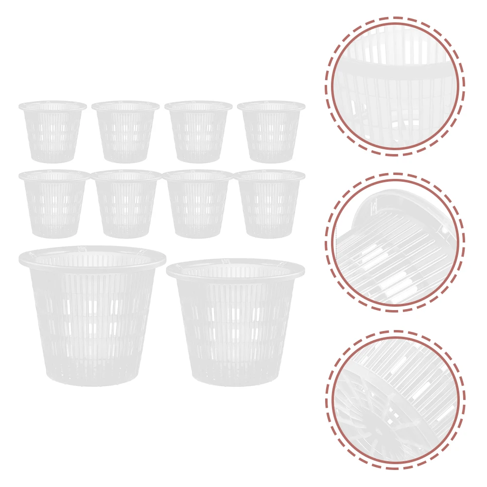 

10pcs Root Control Pots Plastic Orchid Plant Nursery Pots Breathable Flower Pot Drainage Holes White Round 110mm 140mm