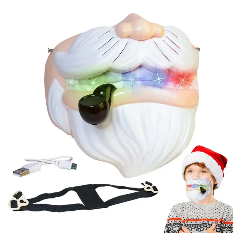 Santa Face Cover Voice Change Half Face Cover Led Cosplay Facial Cover Voice Change Half Face Cover With Colorful Lights For