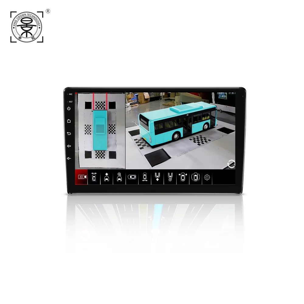 Sistema de Monitoreo de 360 Grados AHD para Autobús y Camión, 10.1 Pulgadas, Carplay, Android, FHD 1080P, Impermeable, Sistema de Cámara con Vista AVM de 360 Grados para Transporte