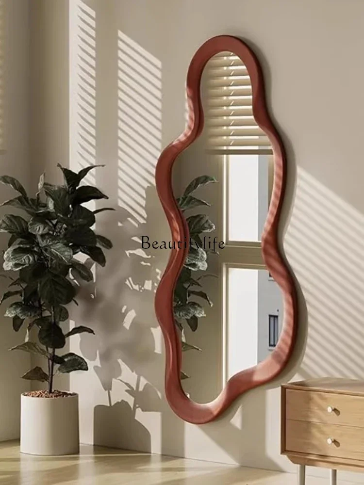 

03.French irregular full-length mirror wall-mounted living room wabi-sabi wind high value