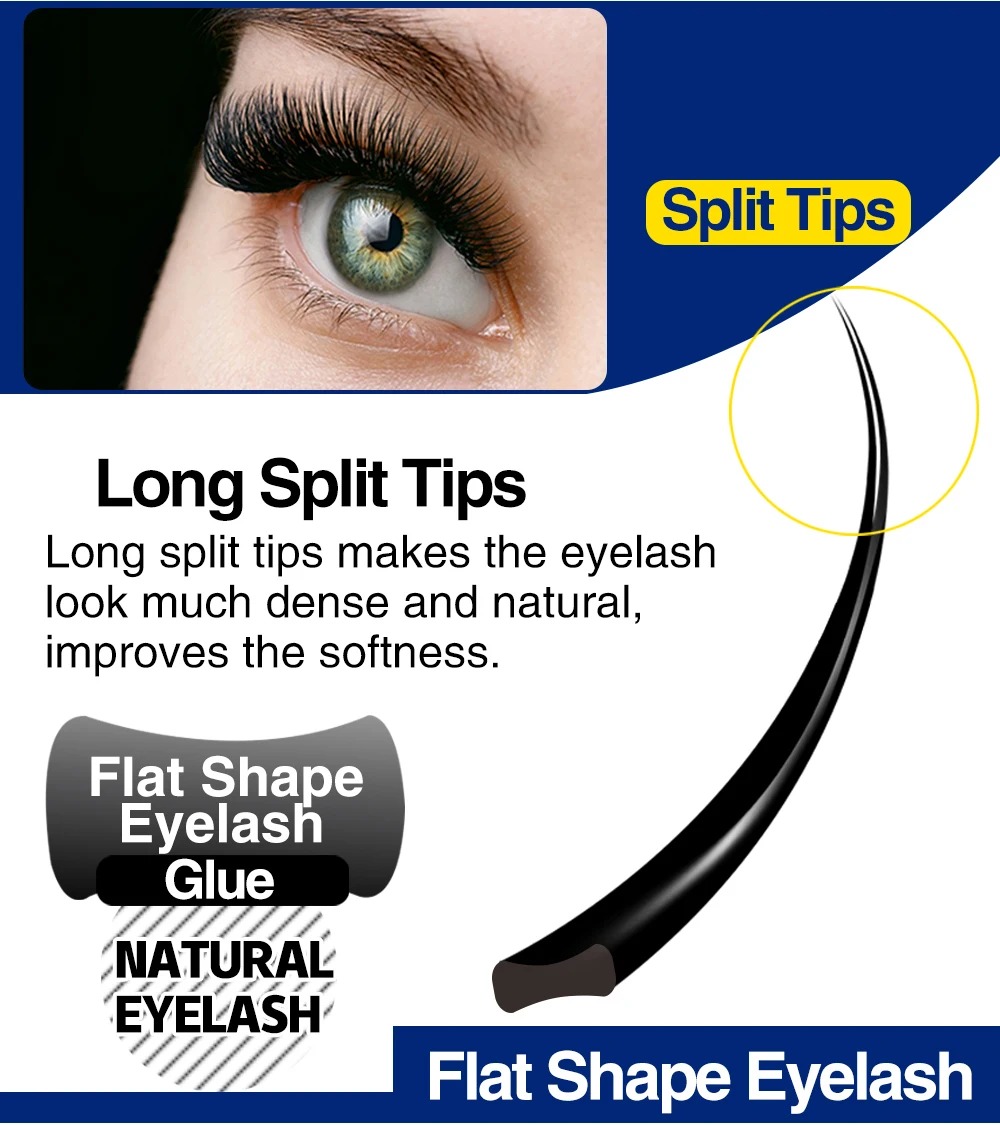 Lashonly Weicher Ellipse Flache Wimpern Verlängerung Großhandel Kaschmir Nerz Split Tipps Matte Falsche Wimpern Extensions Liefert Volumen – Detail 6