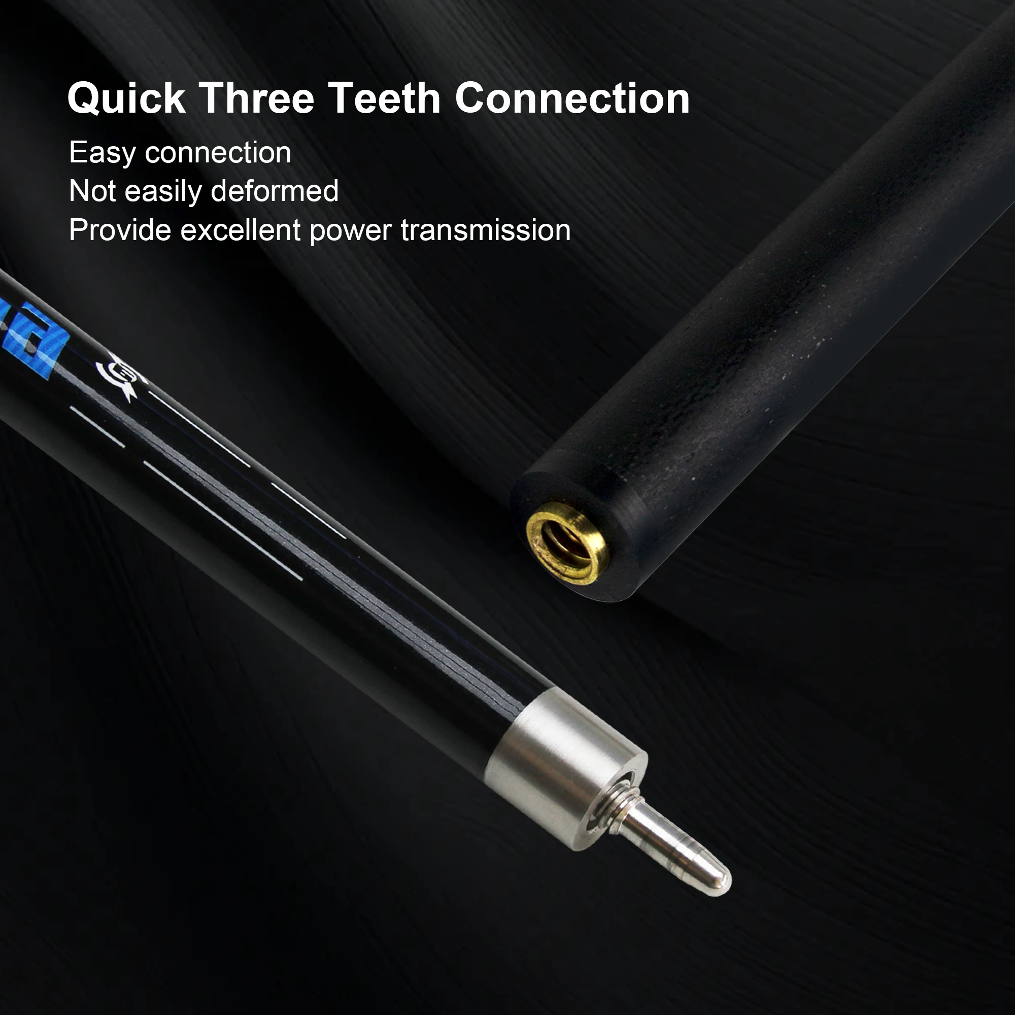 Professional Billiards Cue 12.5mm Tip Tech Fiber Glass Carbon Balanced Weight Ideal for American Pool and Café Billiards Players