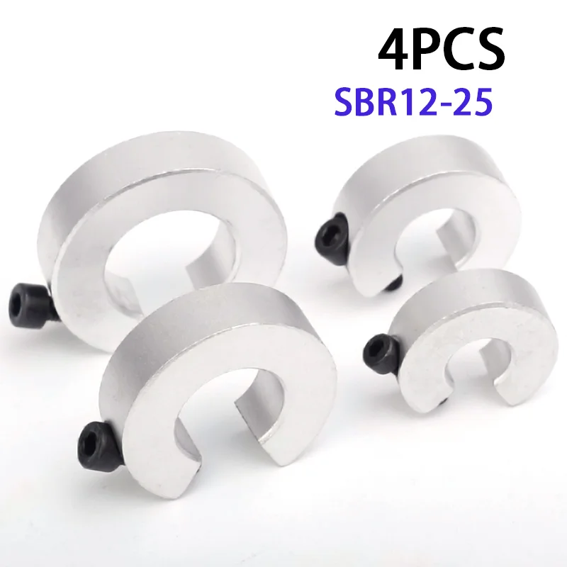 4pcs SBR12 SBR16 Linear Rail Stop Collars Aluminum Alloy Shaft Limit Fixing Rings CNC Parts Tool Linear Rail Shaft Stop Collars