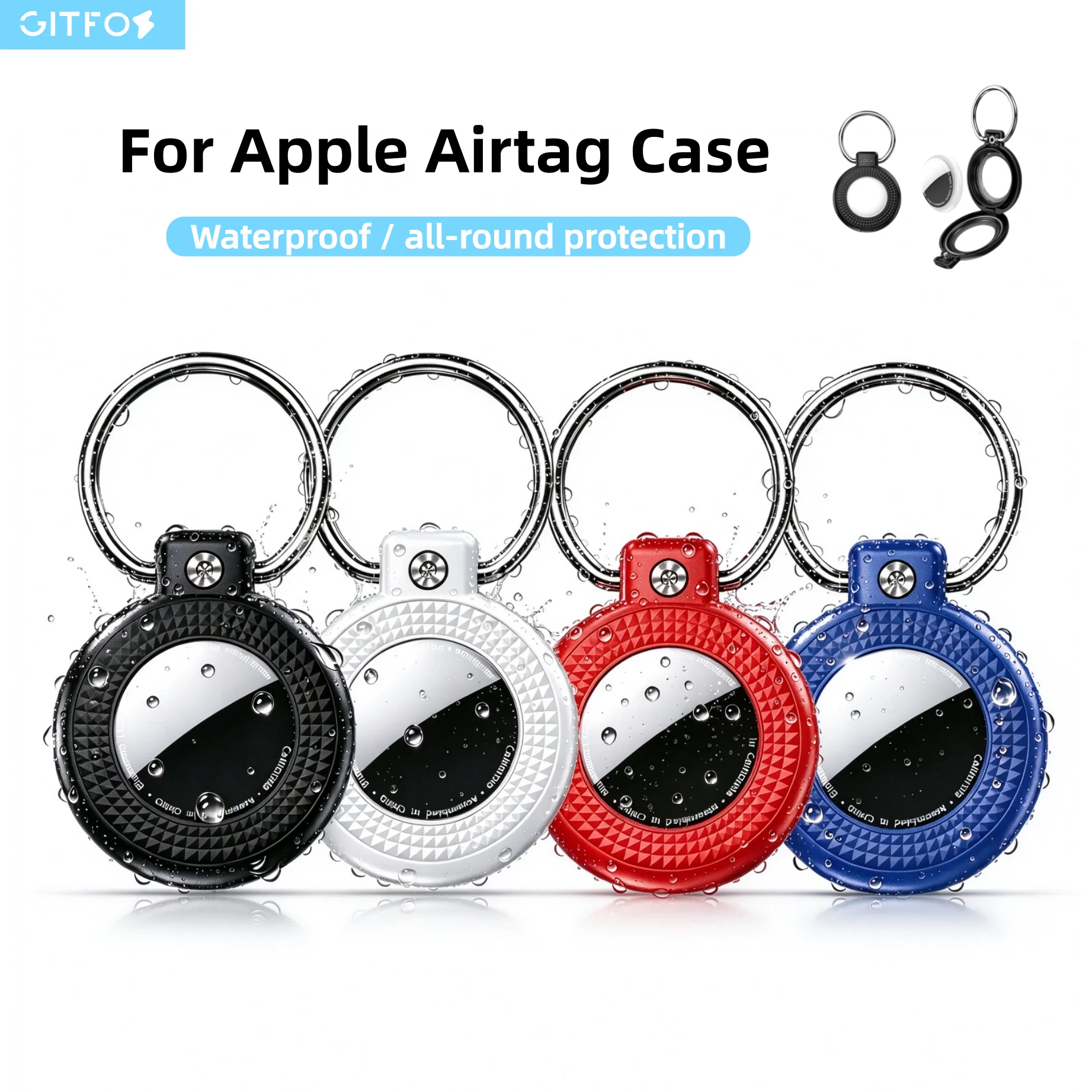 GITFOS Waterproof Case For Apple AirTag Hard PC Protective Cover Anti-Scratch Shockproof AirTag Holder For Keys Luggage Backpack