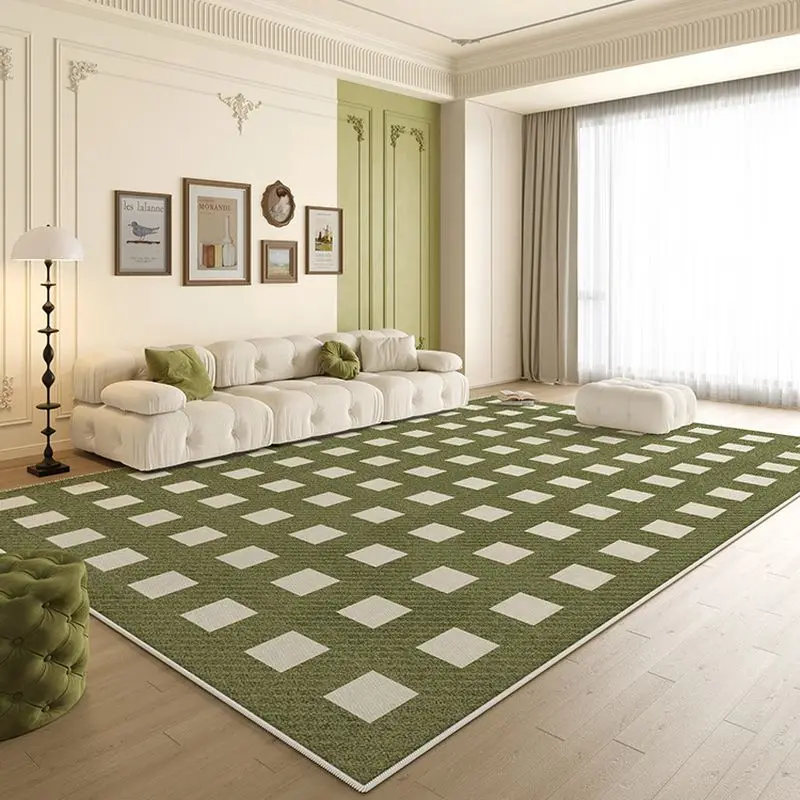 VIKAMA Modern Geometric Square Check Area Rug Wear Resistant Easy Clean Floor Mat For Bedroom Study Indoor Entrance Home Decor