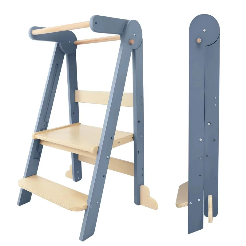 High Quality Modern 3 in 1 Adjustable Wooden Children Kitchen Tower Furniture Portable Toddler Step Stool