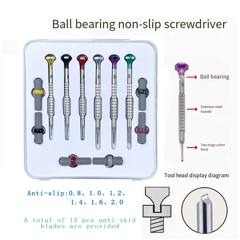 Kwong Yuen Uhrenreparatur-Set Drei Arten von 6-teiligen Stahl-Schraubendrehern mit 6 Ersatzklingen für NH35 für Uhrmacher – Detail 5