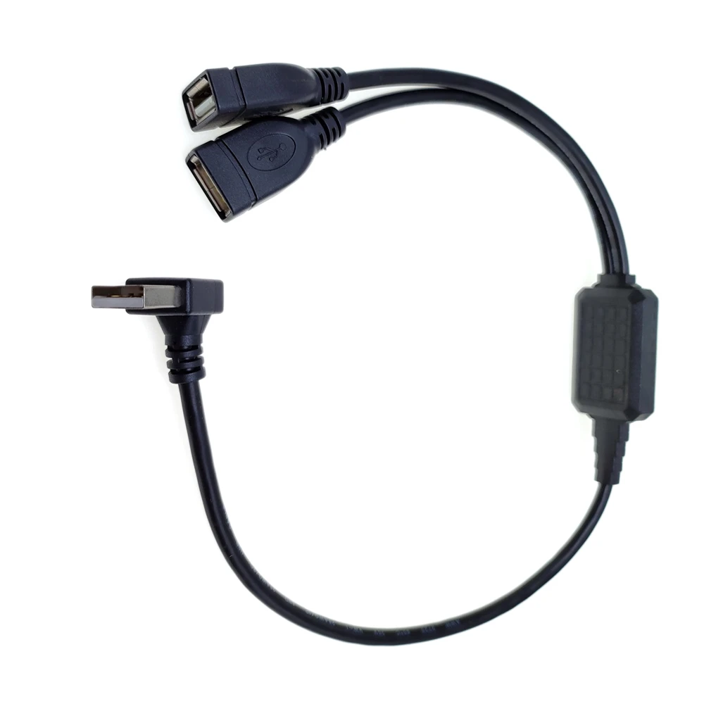 Concentrador de datos USB 2,0 A Dual hembra, Cable divisor, adaptador de corriente de carga USB, extensión de Cable para portátil, 0,5 M, 0,25 M