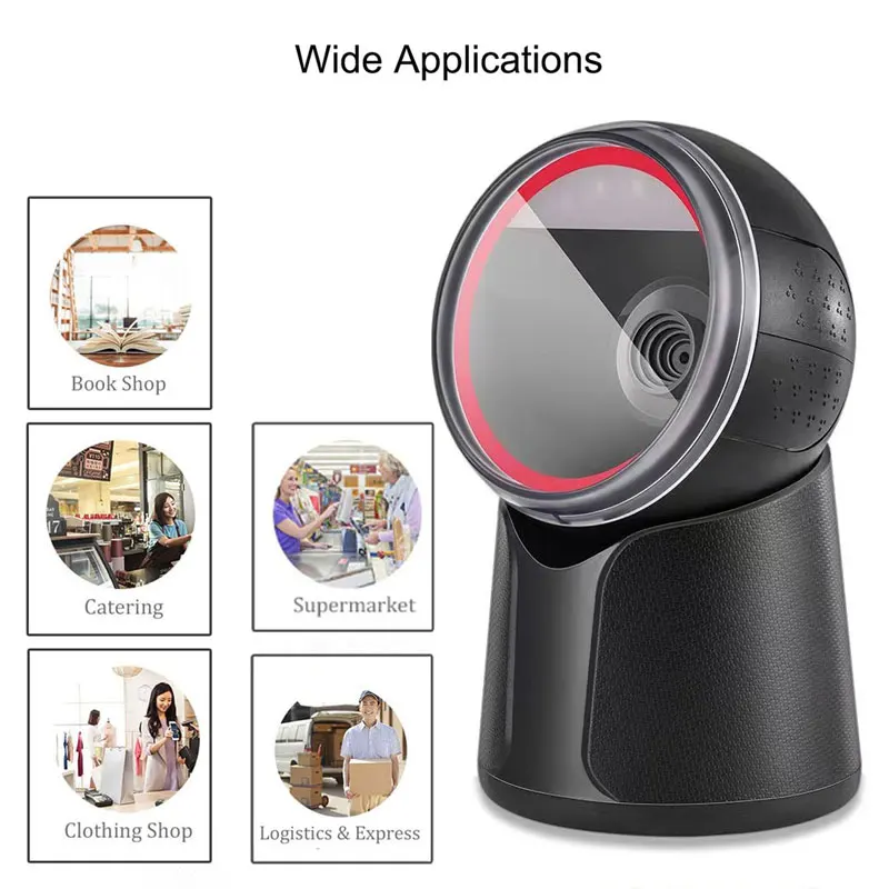 Imagem -04 - Omnidirectional Desktop Barcode Scanner Mãos-livres com Fio Usb Leitor 1d 2d qr Screen Ada Automático Código dm Barcod