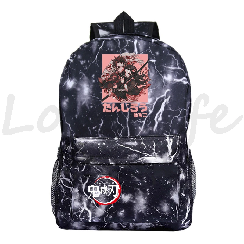 Mochila Demon Slayer: Kimetsu no Yaiba Zaino Borse da scuola Giappone Manga Zaino Ragazze Ragazzi Cartoon Bookbag Viaggio Sport Daypack