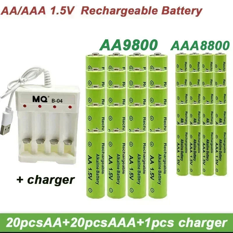 

AAABattery 1.5V Rechargeable Battery AA9800+AAA8800mAh+USBAA Charger Alkaline Battery for Remote Control Toys Computers shaver