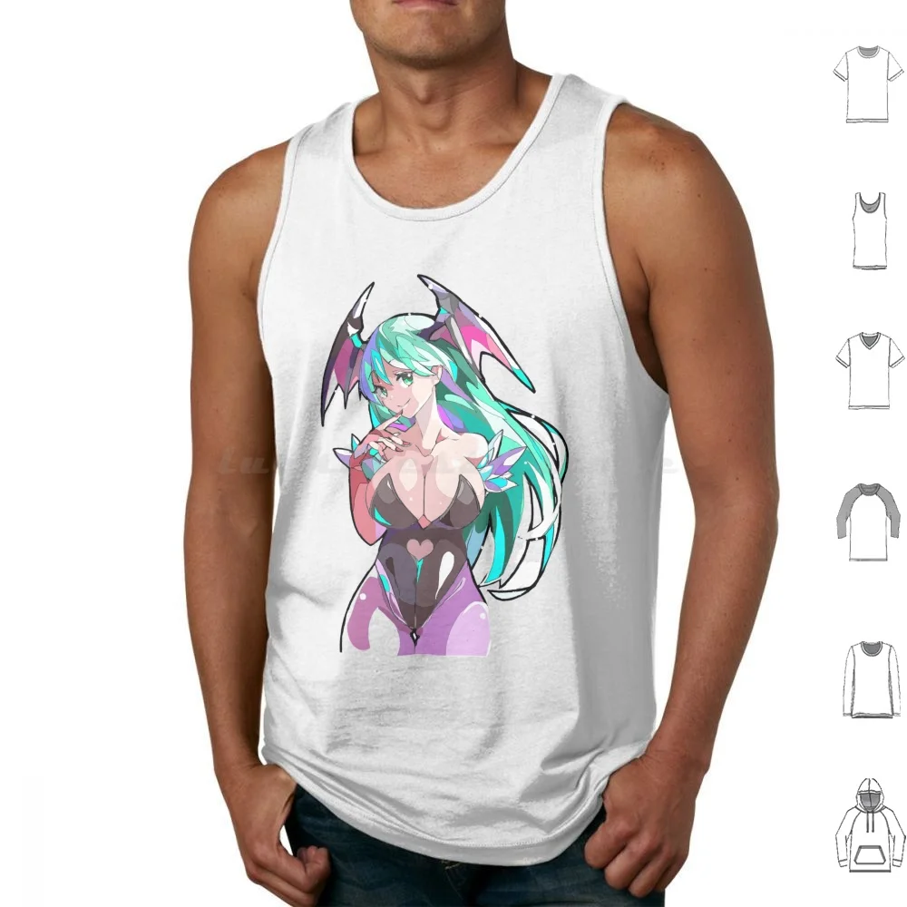 Morrigan Aensland 24 camisetas sin mangas estampado algodón Arcade videojuegos juego Gamer Gaming Darkstalkers Vampire Savior Night Dark