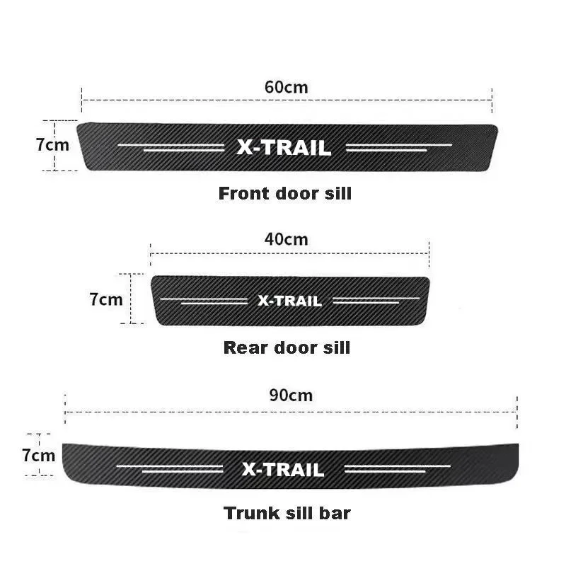 60X7CM Autotürschwellen-Seitenschutzstreifen aus Kohlefaser, Autoaufkleber für Nissan Xtrail X Trail T30 T31 T32 – Detail 6