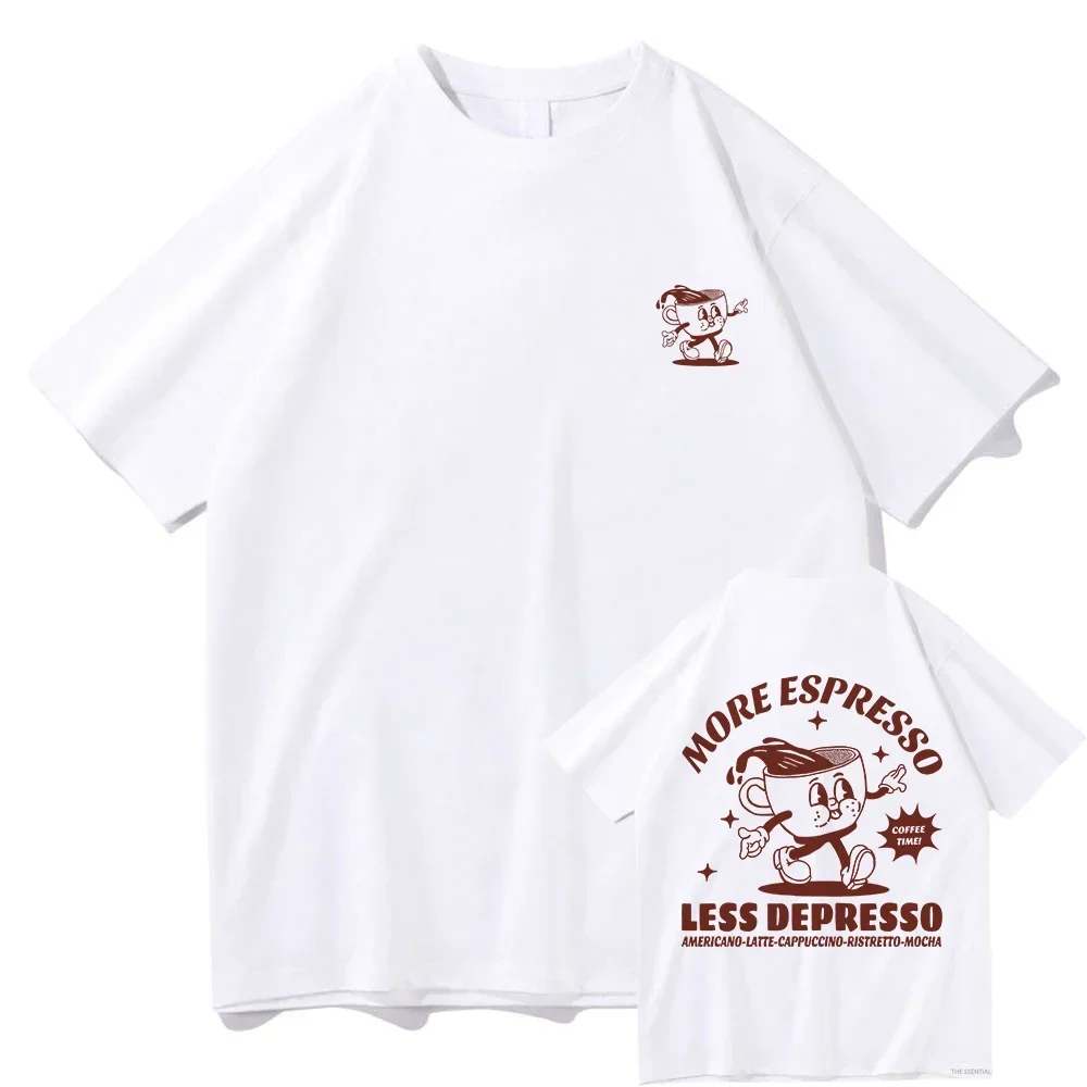 2026 More Espresso Less Depresso T Shirt Men/women Harajuku Vintage Graphic Tshirt Unisex HighTops Retro Cotton Tee Shirts