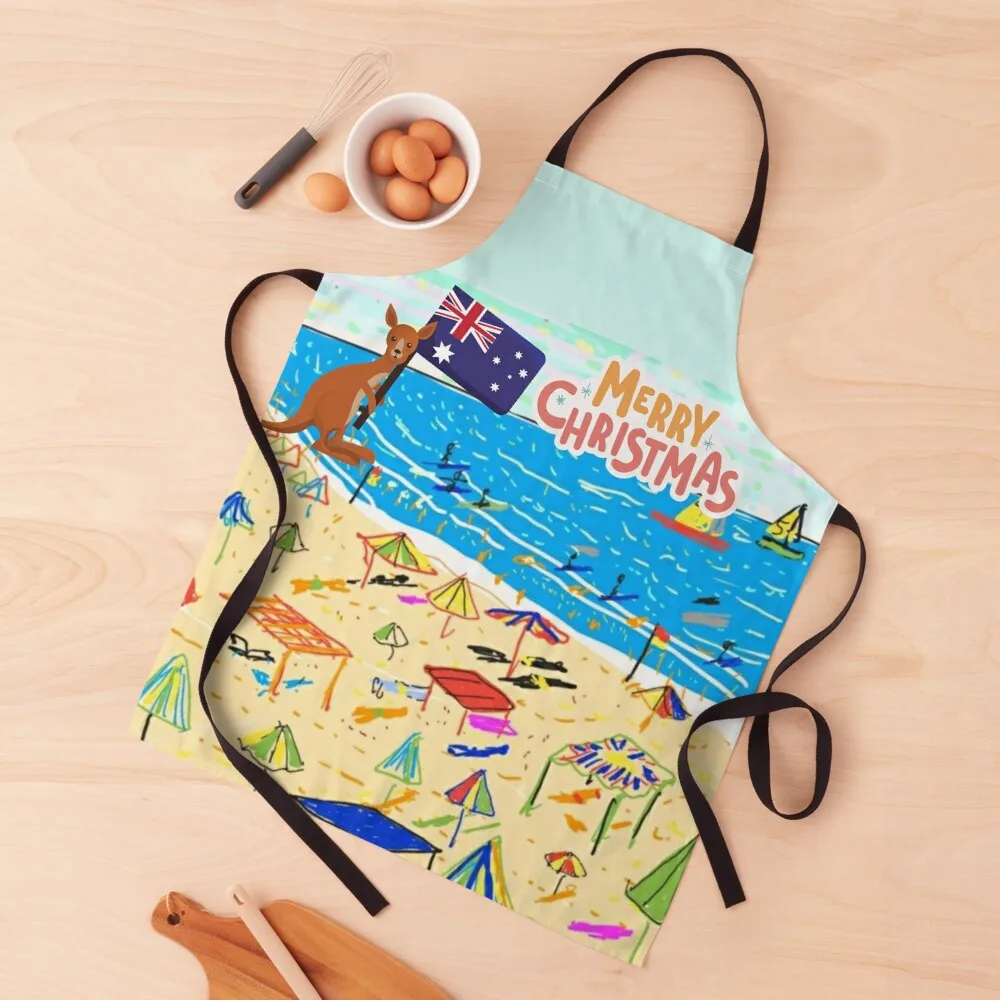 

BEACH CHRISTMAS IN AUSTRALIA Apron Men gift Household Items Useful Apron