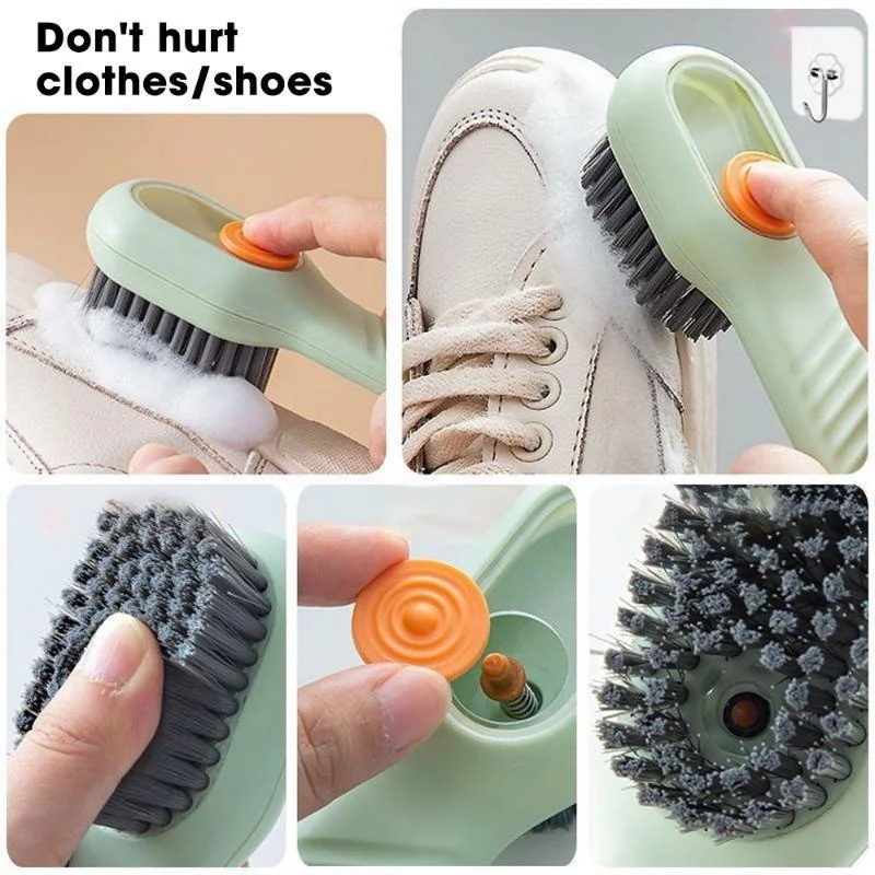 Multifunctional Shoe Brushes With Soap Dispenser Long Handle Brush Cleaner For Clothes Shoes Household Laundry Cleaning Brush