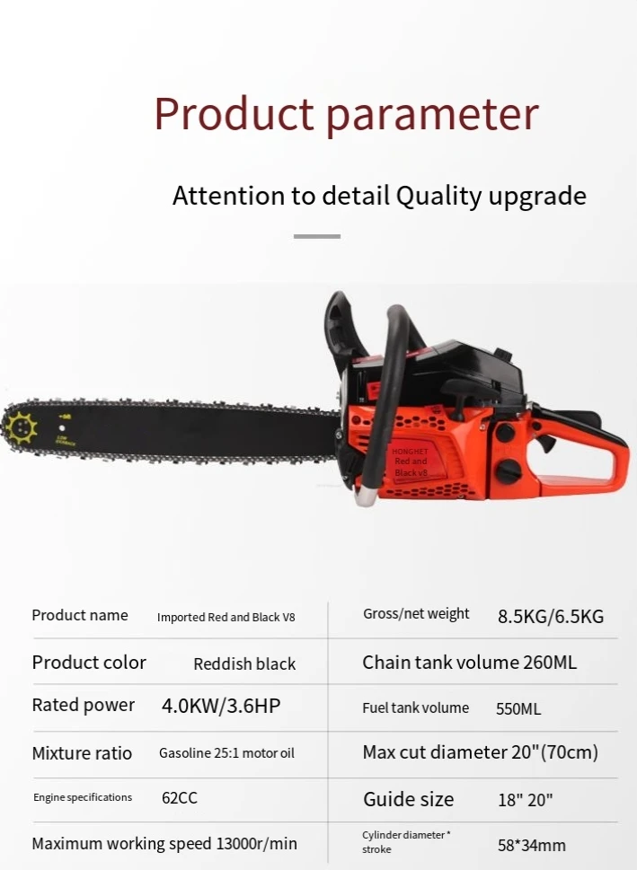 HONGHEI 62CC Household Chainsaw Low-cost