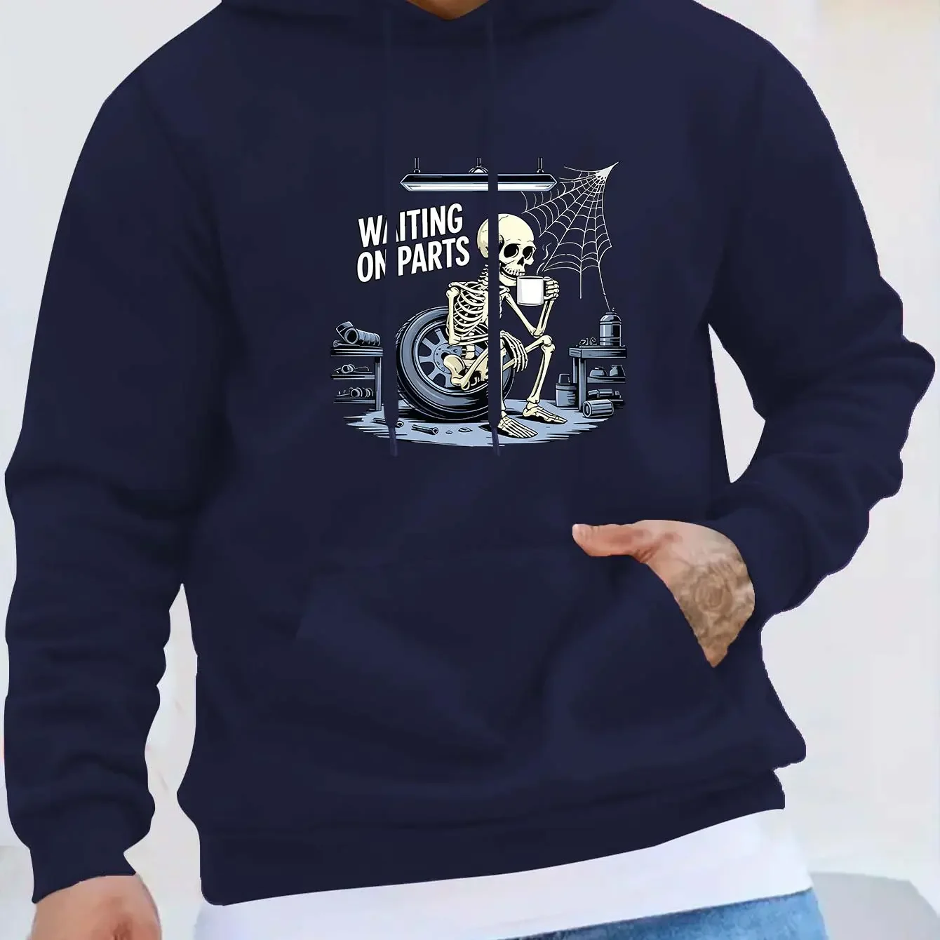 Skull Writing in Paris Retro Punk Street Trendy Men'S T-Shirt Print Trendy Brand Casual Sports Outdoor Men'S Hoodie Long Sleeve