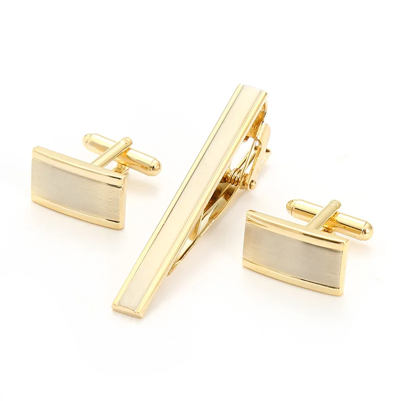 High-end-Gold Farbe Manschettenknopf Krawatte Clip Set Manschettenknopf Hemd Kragen Clip herren Business Luxulry Schmuck Hochzeit Zubehör – Detail 5