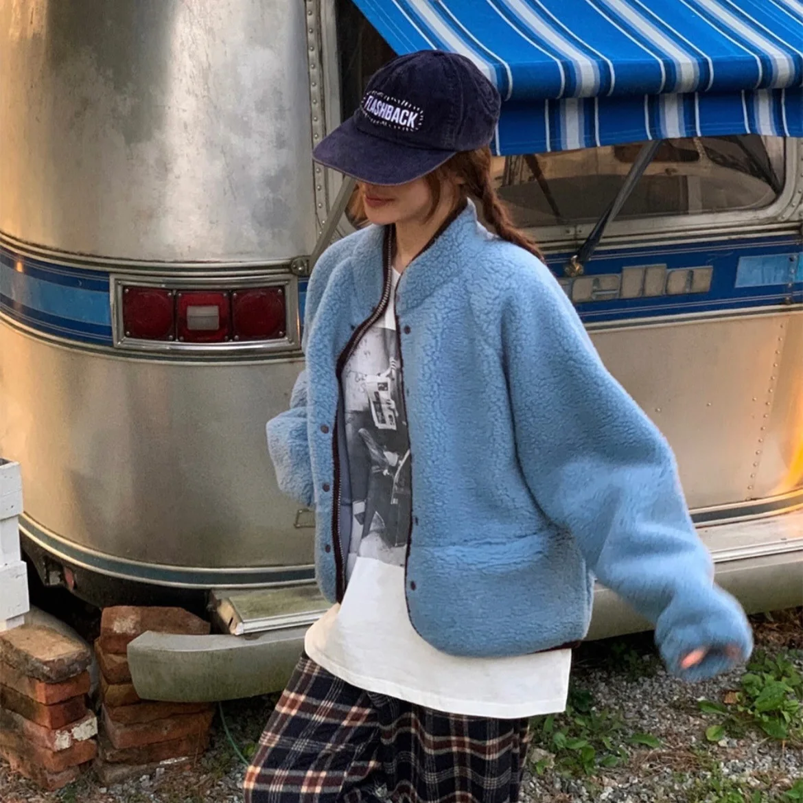 2025 Winter Polar Fleece Jacket Solid Color Thick Warm Short Casual Women's Top