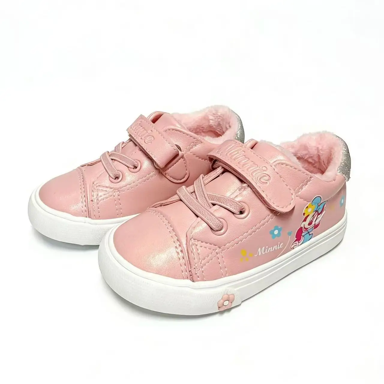 

Реальные фото: Новые зимние теплые флисовые кроссовки с Микки и Минни Маусами для девочек, розовые, хлопковые, спортивные, 2026 год