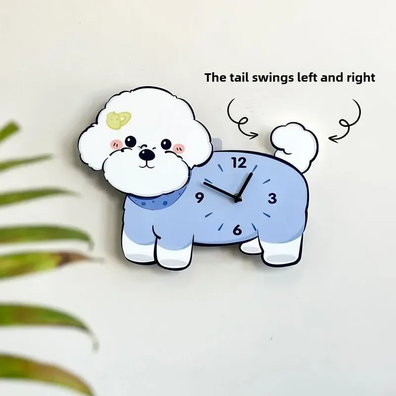 Cartoon Wag Tail Creative Wall Clock Home Decoration Living Room Wall Art Cute Dog Clock