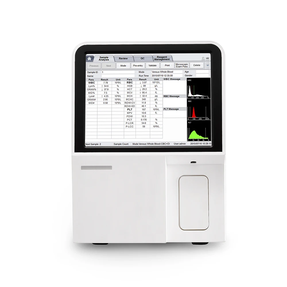 Medical Human Cbc Blood Test Machines 3-Part Hematology Analyzer 10.4 with Inches TFT Touch Screen