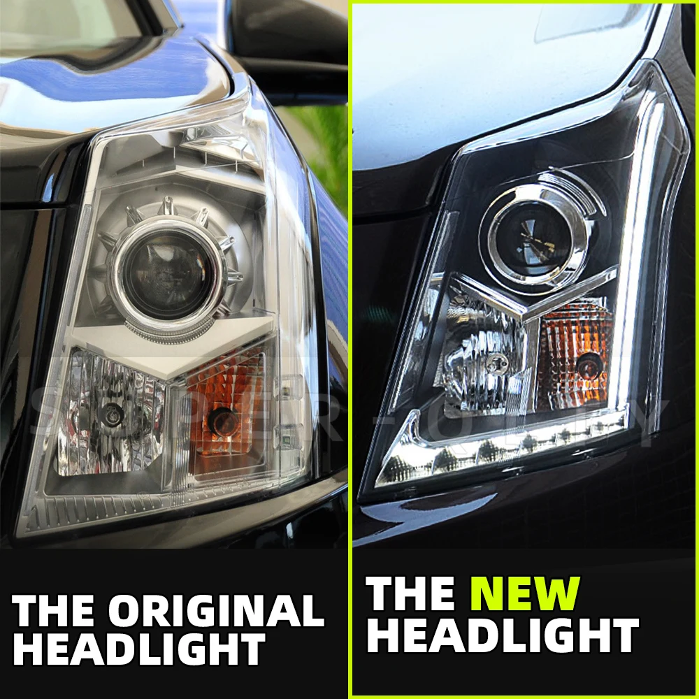 For Cadillac SRX 2010-2014 LED Tube Projector Headlights Modification Upgrade Headlamp Chrome car accsesories