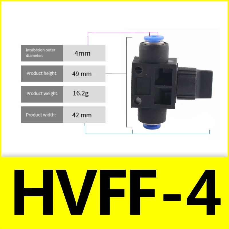 Air Pneumatic Hand Valve 2 Way Quick Fittings Push Connector Tube Hose Plastic 4mm 6mm 8mm-12mm Flow Limiting Speed Control