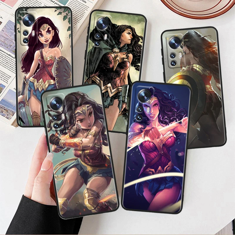 Cute Wonder Woman For Xiaomi Mi 14 13 12T 12S 12X 11i 11X 11T Play HyperCharge Lite Ultra Pro Black Soft Phone Case