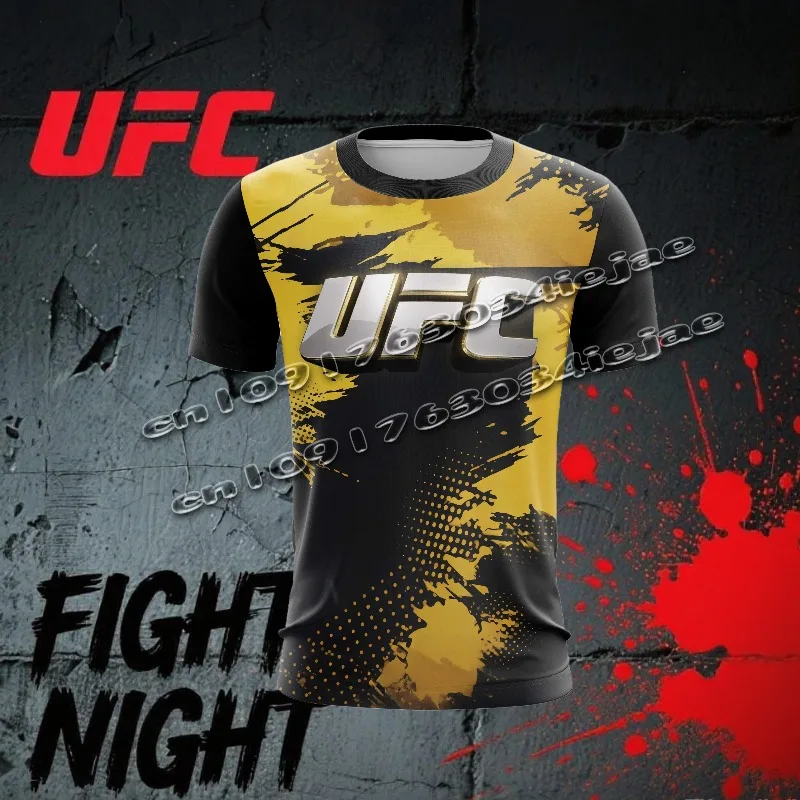 

New 2025 Summer UFC Fighting Fitness Training Quick-Drying T-shirt Trend Gradient Deisgn Comfortable Round Neck Boxing Tops